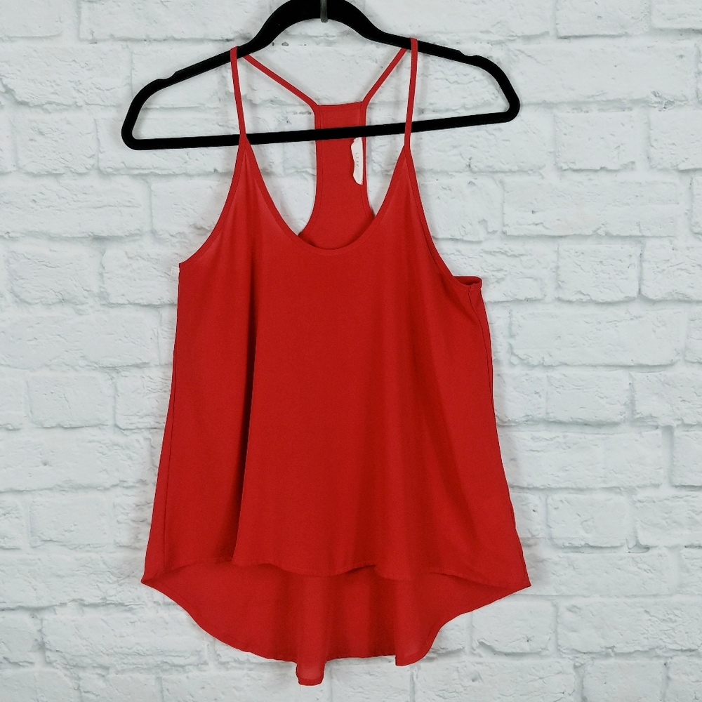 LUSH Semi Sheer Red Racerback Flowy Camisole Small